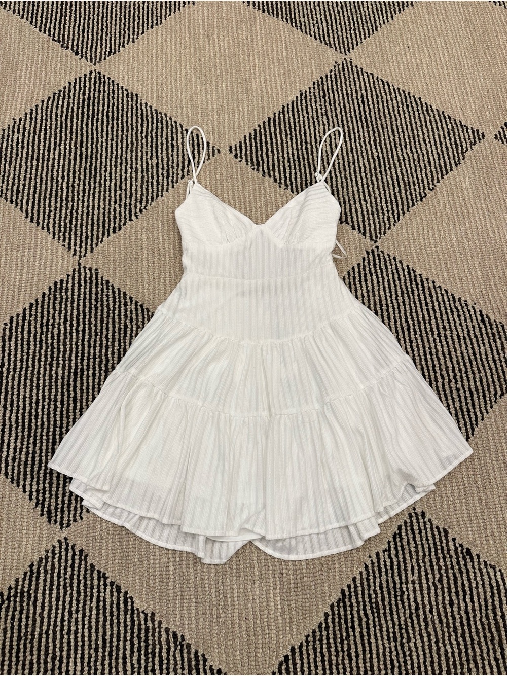 White Tiered Spaghetti-Strap Summer Dress